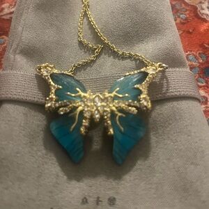 Alexis Bittar Gold and Blue Butterfly Necklace